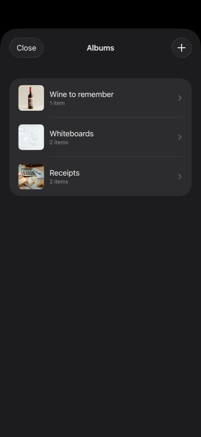 Albums with cover images and item counts