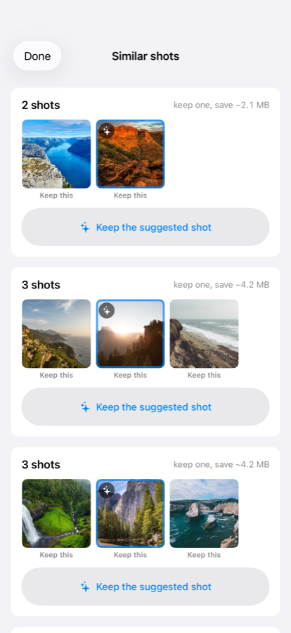 A group of near-identical shots, with sizes, waiting for a decision